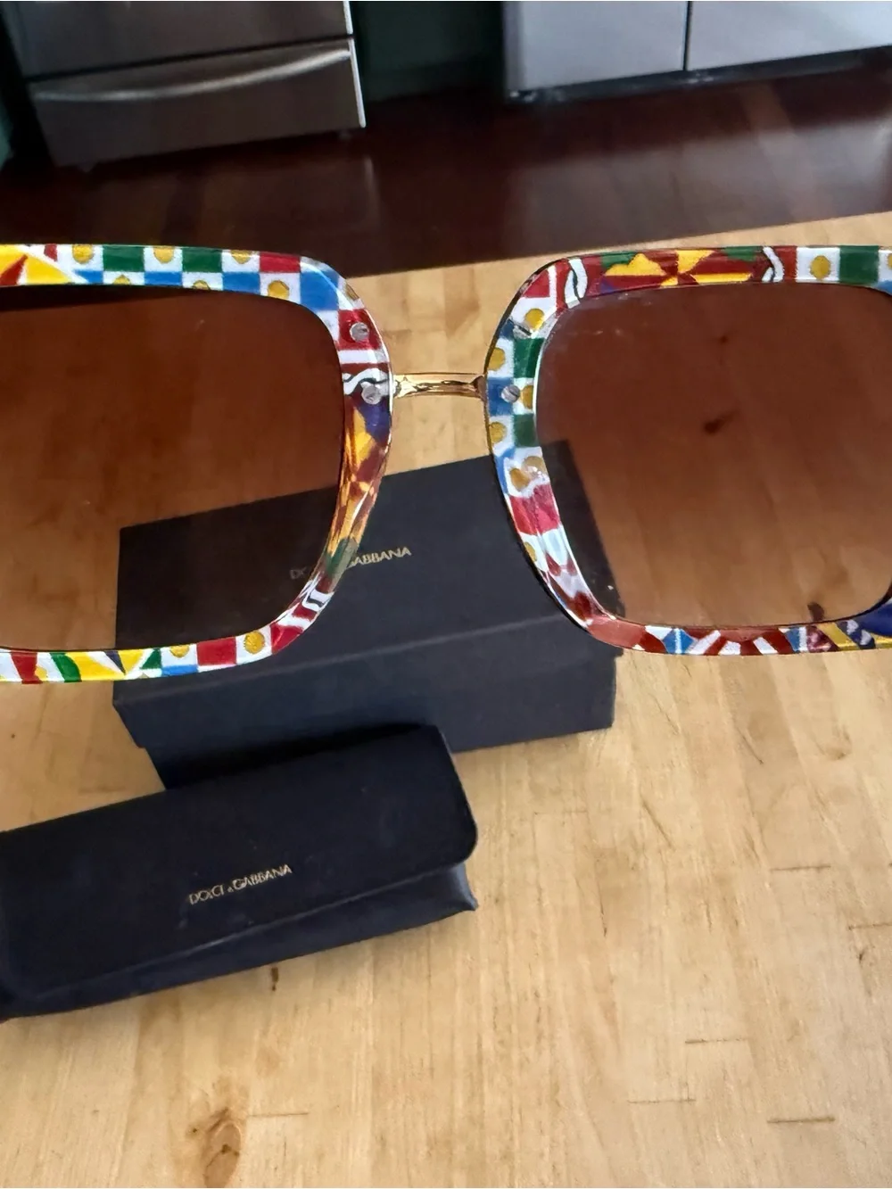 Dolce & Gabbana Dark Brown Square Sunglasses with Black Case